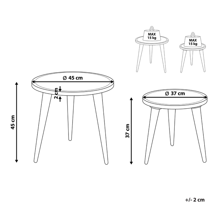 Beliani-SAKITA-Bijzettafel set van 2-Lichte houtkleur-Mangohout