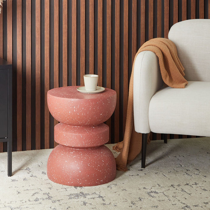 Beliani - FALIRO - Bijzettafel - Rood|Terrazzo - Lichtbeton