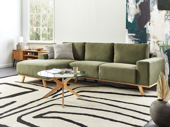 Beliani - NORA - Hoekbank - Groen - Rechtszijdig - Polyester