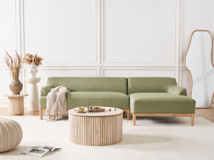 Beliani - SOSJO - Hoekbank - Olijfgroen - Linkszijdig - Polyester