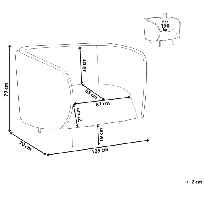 Beliani - LOEN - Fauteuil - Wit|Zwart - Bouclé