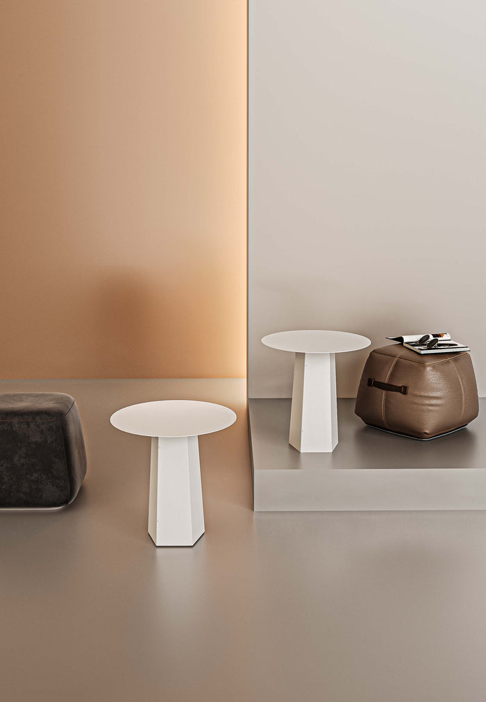 Gorillz Charm Bijzettafel Rond - 50x50 cm - Metaal Koffietafel - Wit