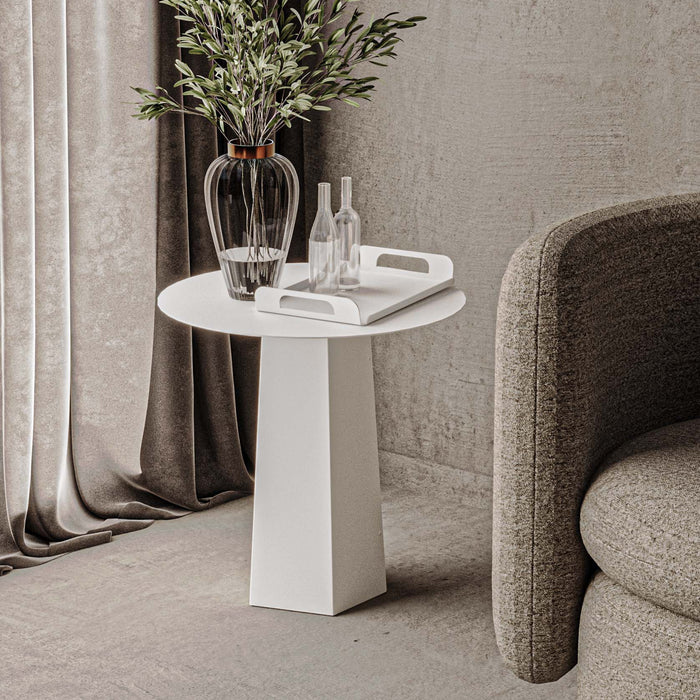 Gorillz Charm Bijzettafel Rond - 50x50 cm - Metaal Koffietafel - Wit