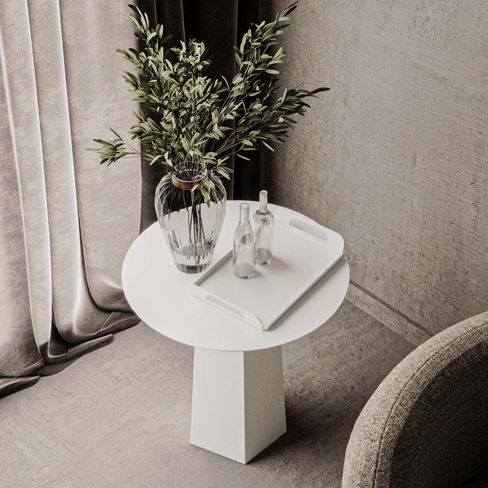 Gorillz Charm Bijzettafel Rond - 50x50 cm - Metaal Koffietafel - Wit