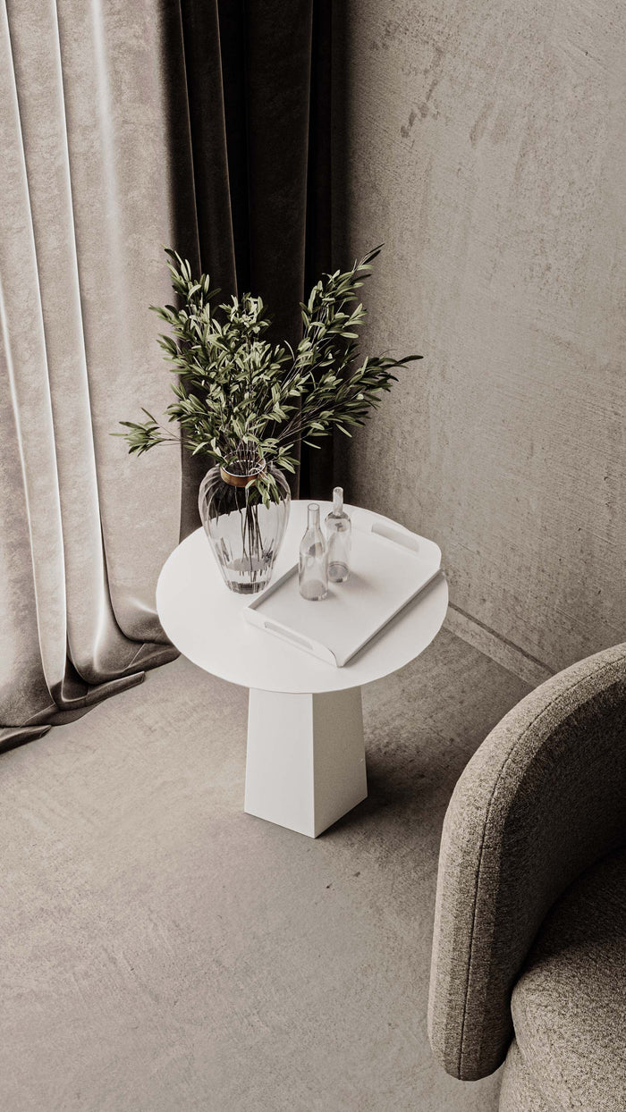 Gorillz Charm Bijzettafel Rond - 50x50 cm - Metaal Koffietafel - Wit