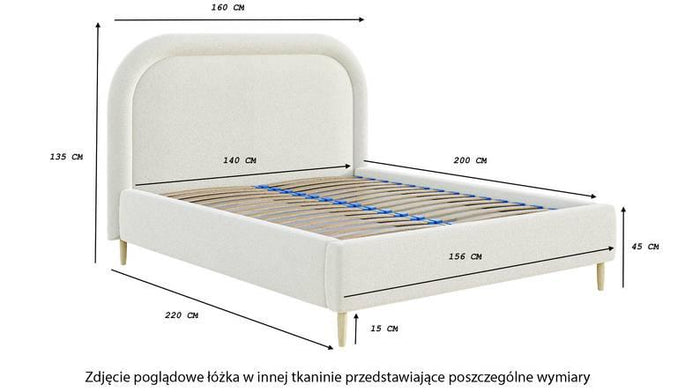 NADUVI Collection Bedframe Lorena chenille 180 x 200 cm