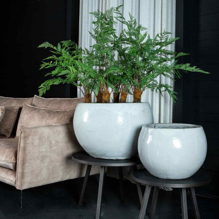 PTMD Rae White ceramic bowl pot round set of 2