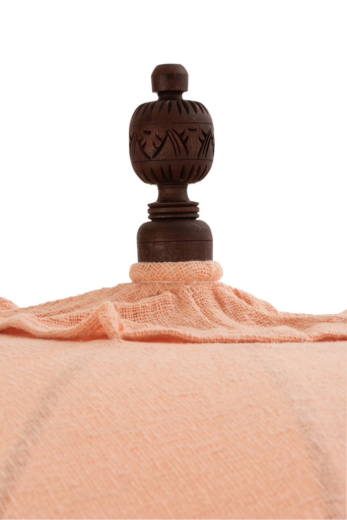 J-Line parasol + voet Kwastjes|Schelpen - hout - beige|donkerbruin - large