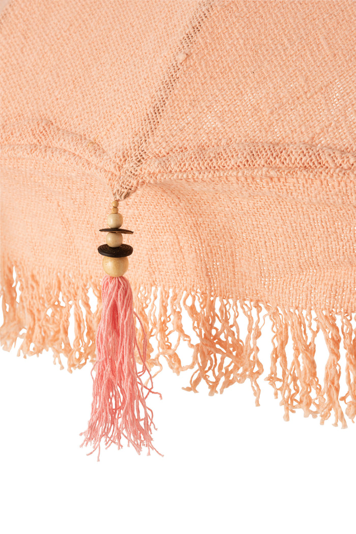 J-Line parasol + voet Kwastjes|Schelpen - hout - beige|donkerbruin - large