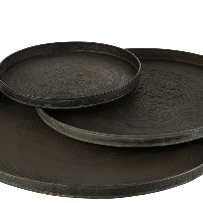 J-Line plateau Rond Klassiek - ijzer - zwart - large