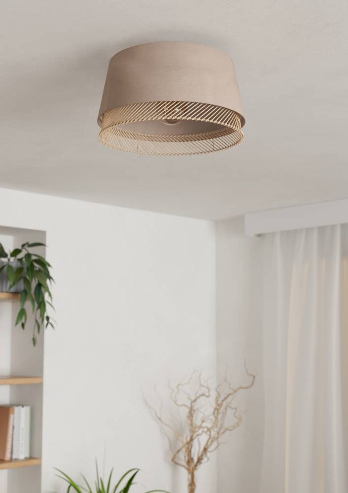 EGLO Tabley Plafondlamp - E27 - Ø 38 cm - Natuur|Bruin|Zwart - Textiel