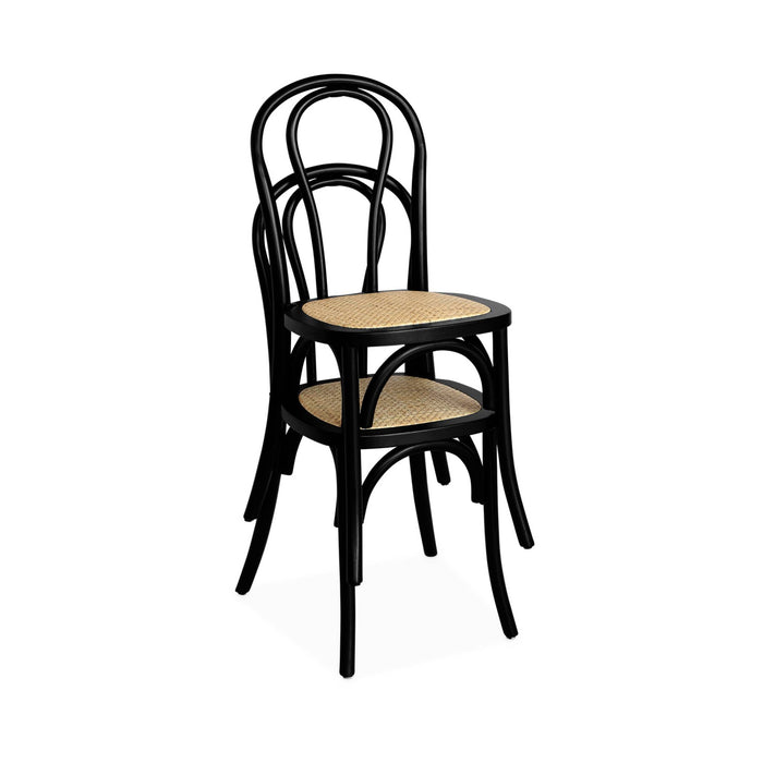 sweeek - Vintage rubberhouten en rotan stoelen (set van 2)