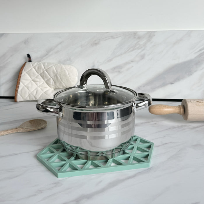 Krumble Siliconen pannenonderzetter Hexagon lang - Groen - Set van 4