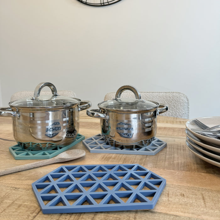 Krumble Siliconen pannenonderzetter Hexagon lang - Groen - Set van 4