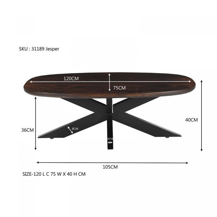 Livingfurn - Salontafel Jesper Brown 120cm - Mangohout | Gecoat Staal