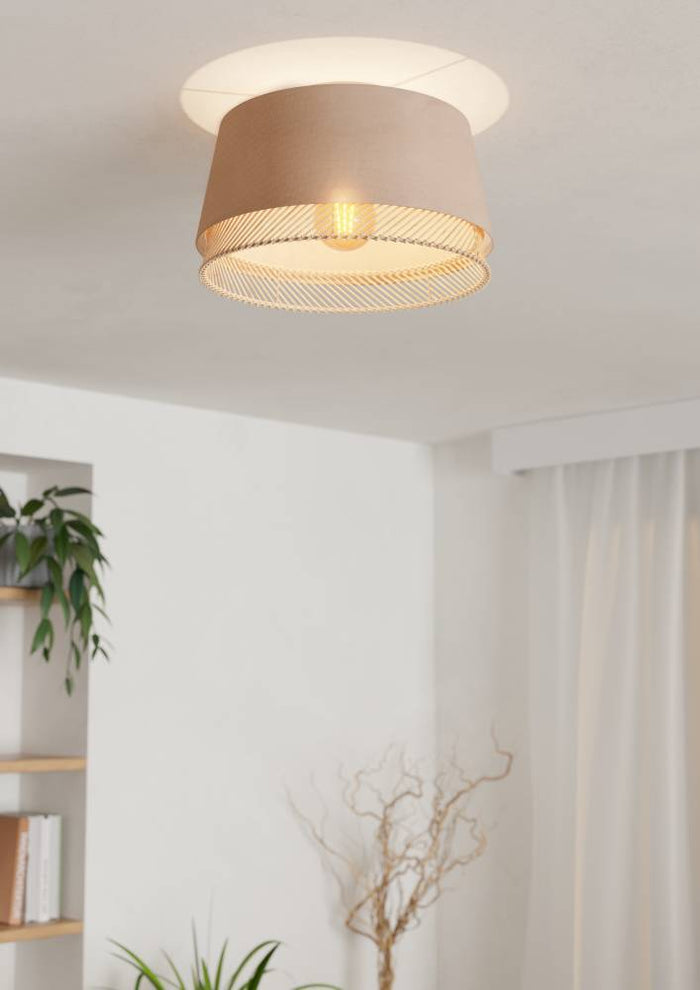 EGLO Tabley Plafondlamp - E27 - Ø 38 cm - Natuur|Bruin|Zwart - Textiel