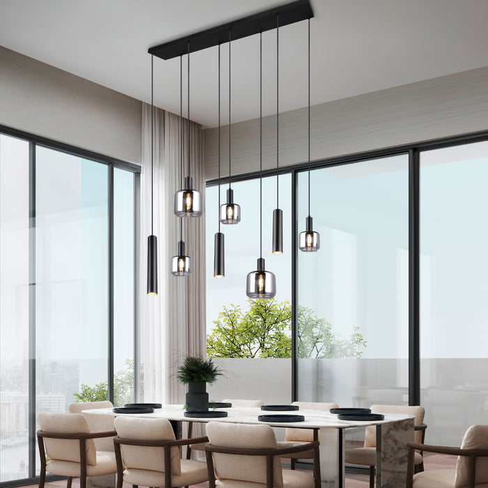 Trio Mataro Hanglamp 8-lichts - Zwart Mat