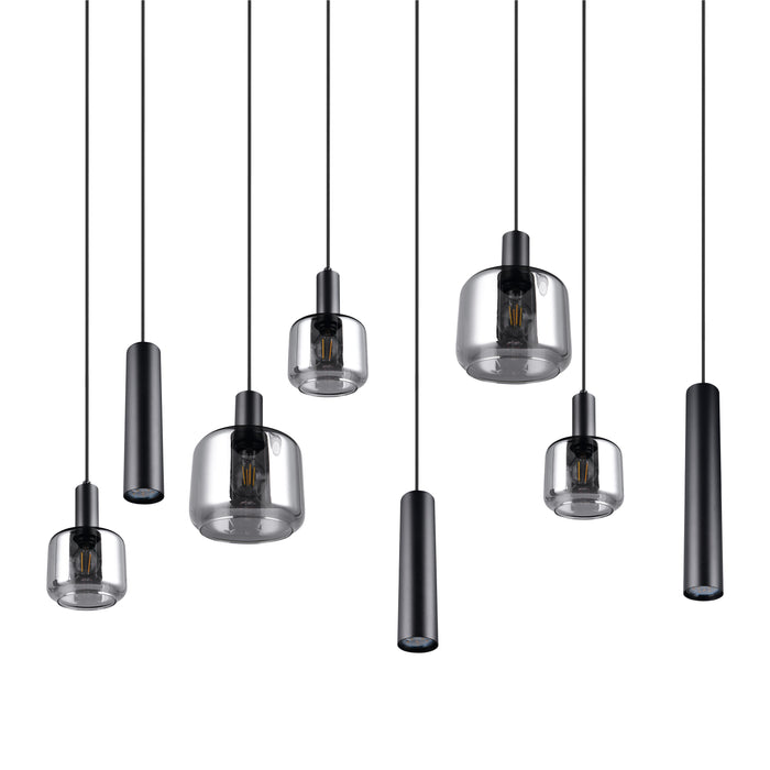 Trio Mataro Hanglamp 8-lichts - Zwart Mat