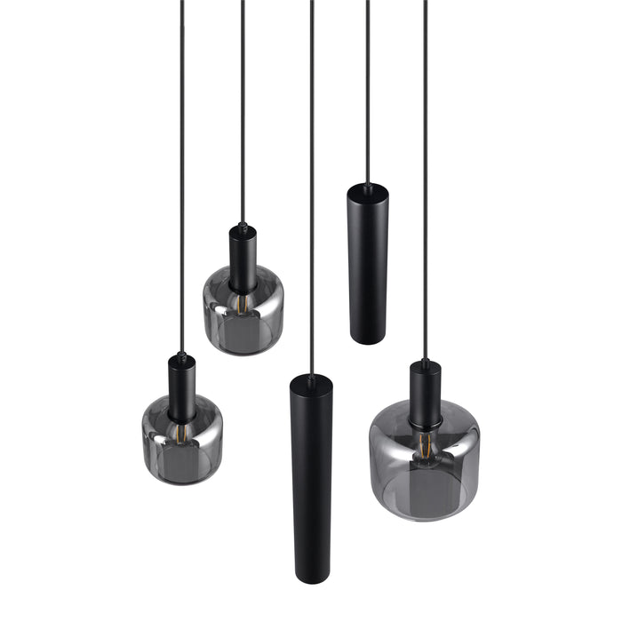 Trio Mataro Hanglamp 5-lichts - Zwart Mat