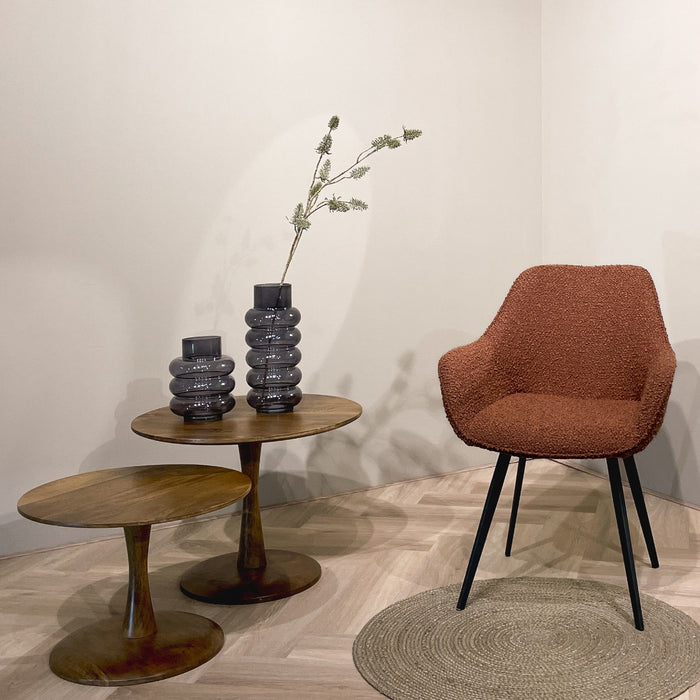 Livingfurn - Luca eetkamerstoel - boucle - bruin