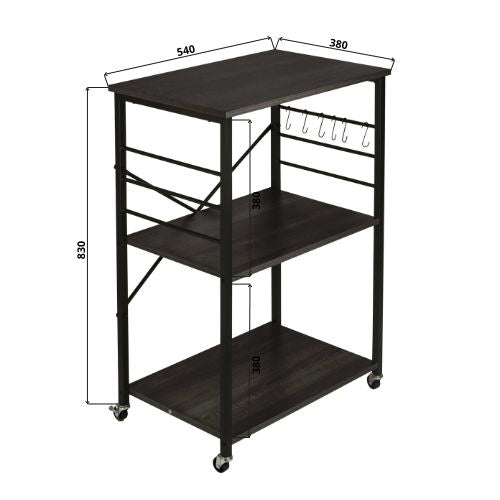 ERRO Serveerwagen - keukentrolley - 60x40x89 cm - zwart