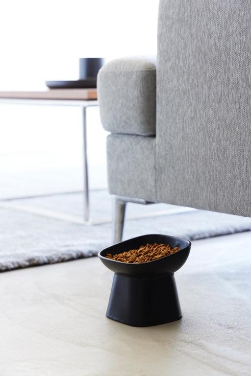 Yamazaki Voerbak Kat | Hond - Schuin - Keramisch - Tower - Zwart