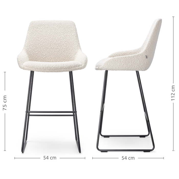 Nolon Nino-Isa Barkruk Bouclé Beige - Stof - Zwart Onderstel - 75 cm