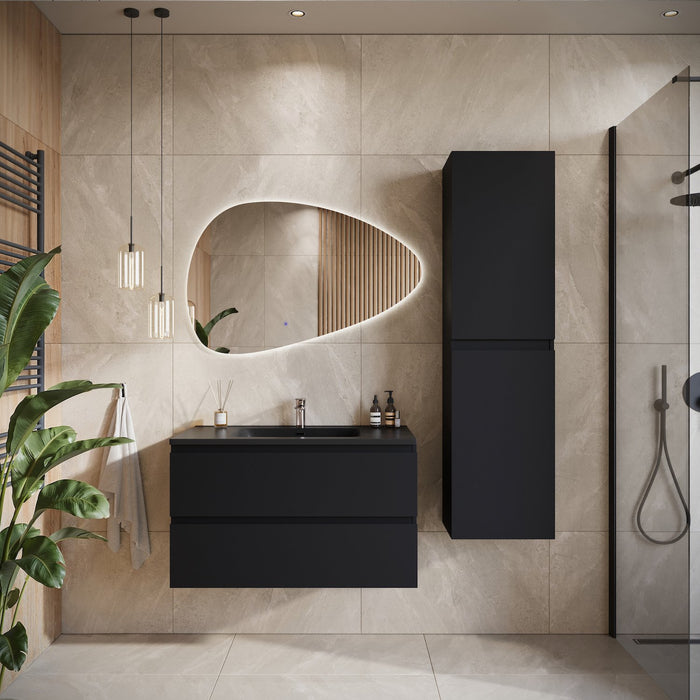 Badplaats Badkamermeubel Set Angela 100cm - Mat Zwart - Zwart
