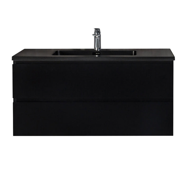 Badplaats Badkamermeubel Set Angela 100cm - Mat Zwart - Zwart