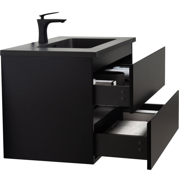 Badplaats Badkamermeubel Set Angela 80cm - Mat Zwart - Zwart