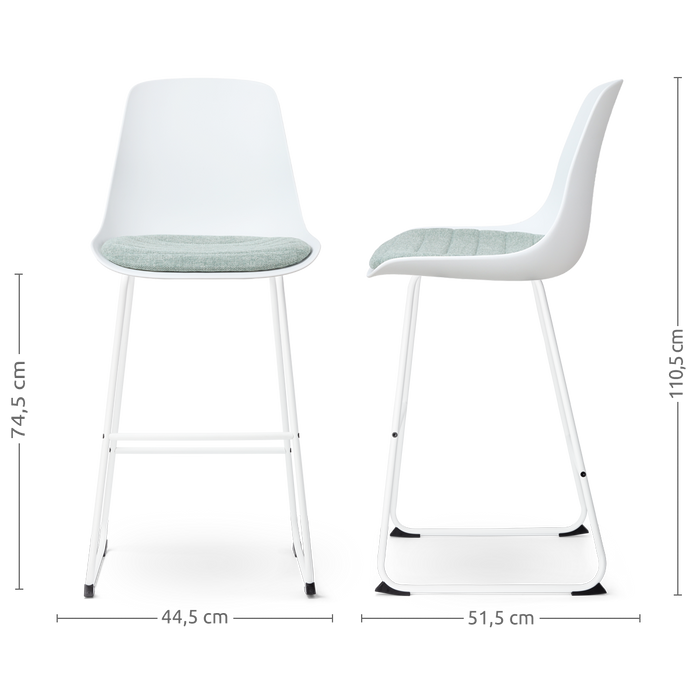 Nolon Nino-Liv Barkruk Wit - Zachtgroen Kussen - Wit Frame - 75 cm