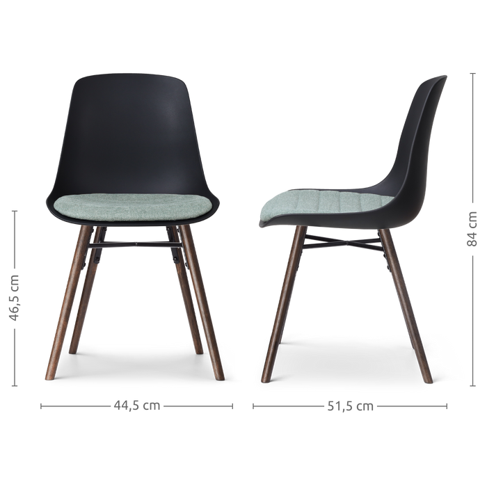 Nolon Nena-Liv Eetkamerstoel Zacht Groen - Lichtgrijs Kussen - Walnoot