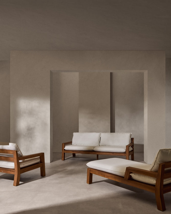 Kave Home - Forcanera 3-zitsbank in massief teakhout 211 cm