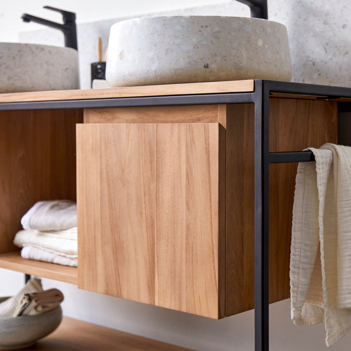 Tikamoon - Michal - Massief teakhouten en metalen badmeubel 140 cm