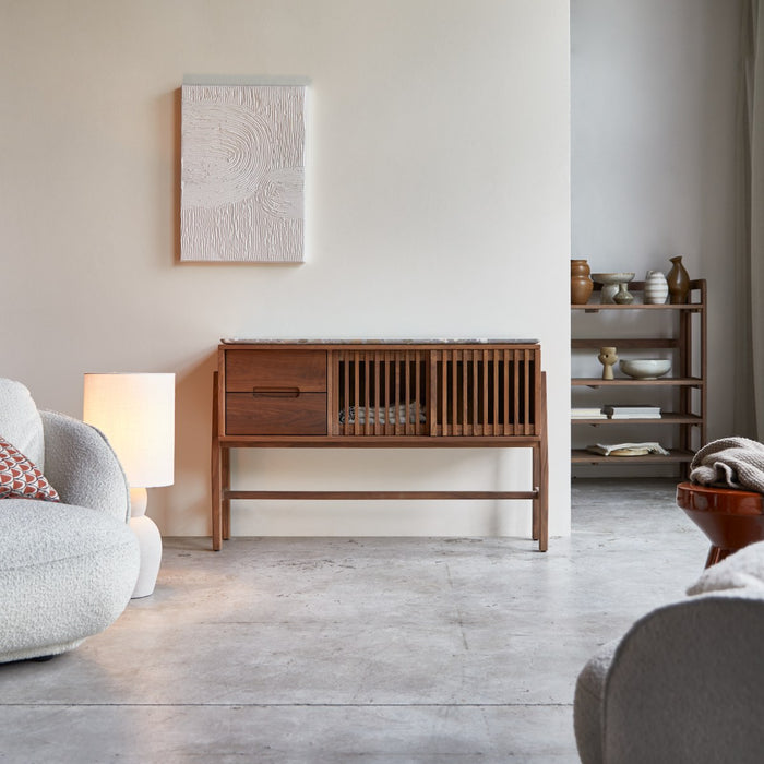 Tikamoon - Isaure - Dressoir van massief notenhout en premium terrazzo