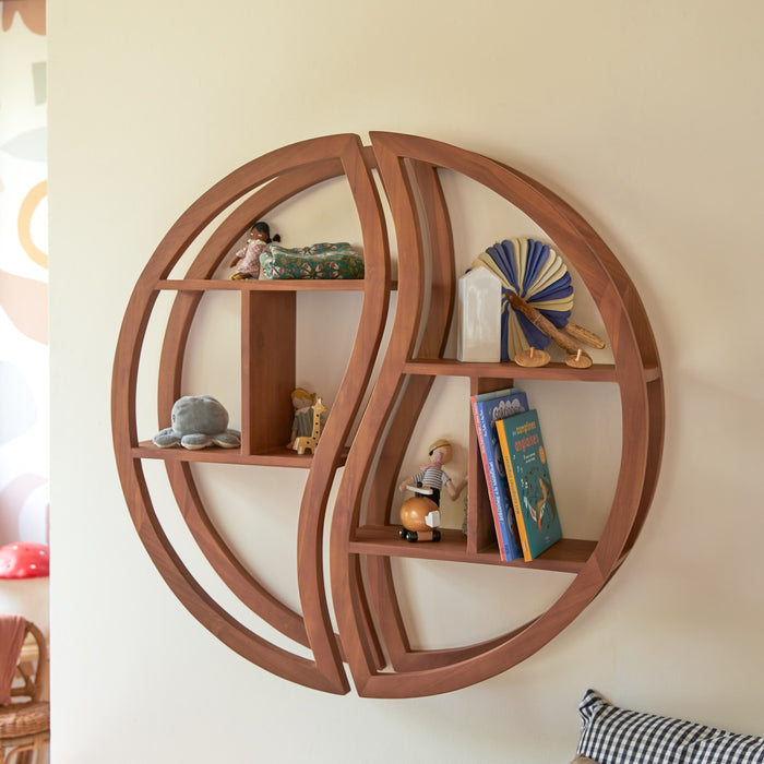 Tikamoon - Ying Yang - Wandplank voor kinderkamer van massief teakhout