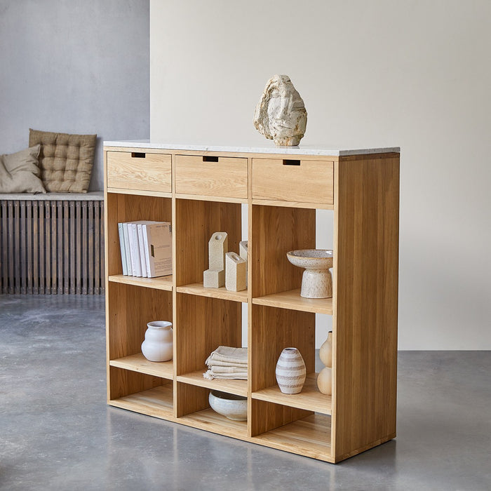 Tikamoon - Miho - Dressoir in eiken en wit premium terrazzo