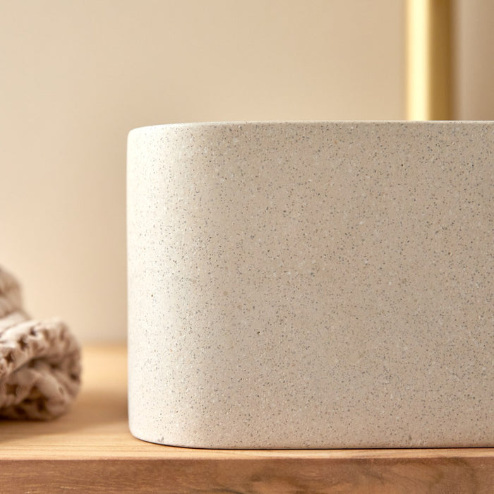 Tikamoon - Thaïs - Vierkante wastafel in crème terrazzo