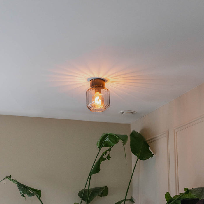 QAZQA Moderne plafondlamp zwart met smoke glas - Stiklo