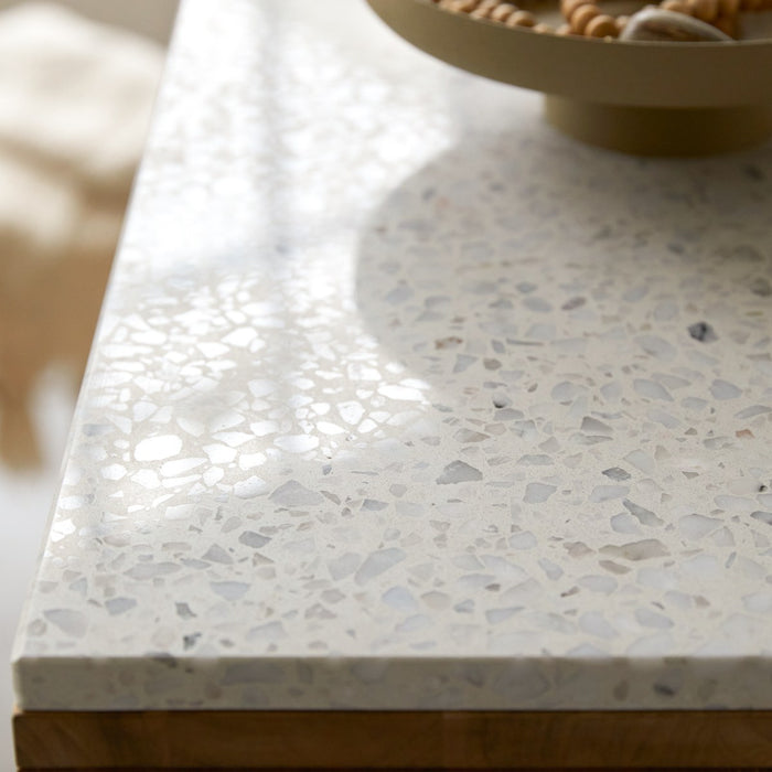 Tikamoon - Miho - Teak en premium terrazzo White bijzettafel