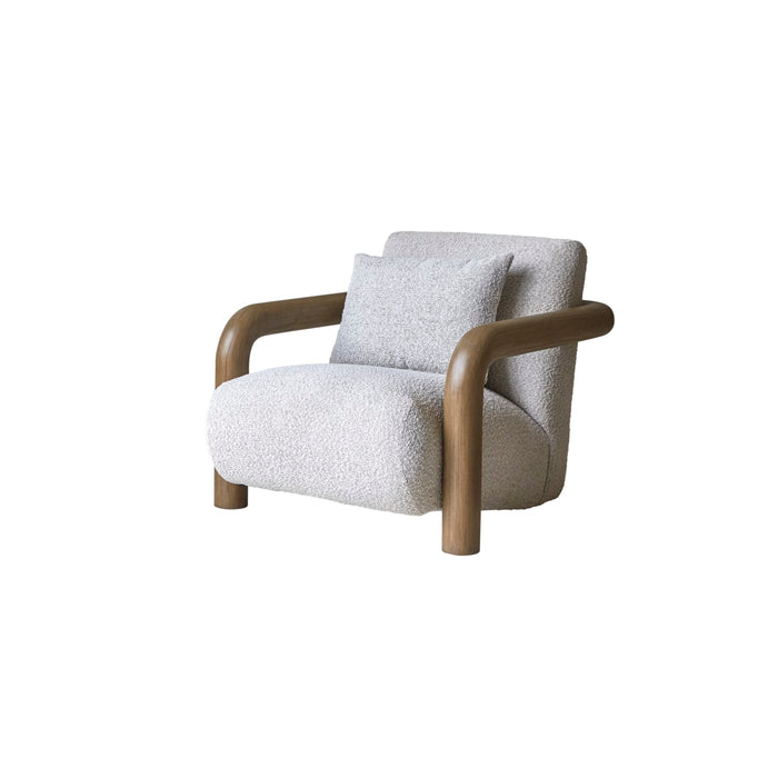 Tikamoon - Nina - Lage fauteuil in massief mindihout en ecru stof