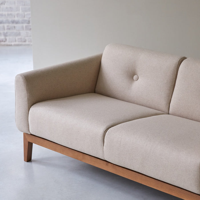 Tikamoon - Bjorn - Tweezitsbank in massief eiken en ecru wol