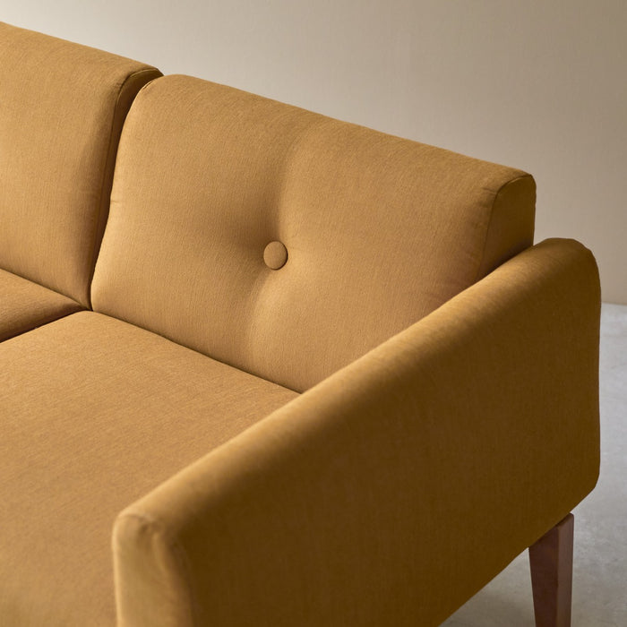 Tikamoon - Bjorn - Tweezitsbank van massief eiken en mosterdgele stof