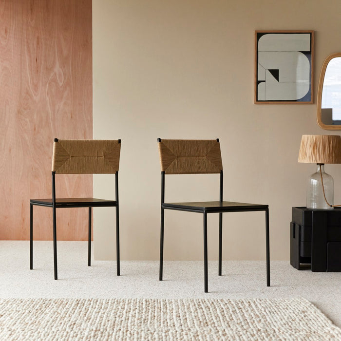 Tikamoon - Stoel van metaal en gevlochten natuurlijke vezels Fidèle