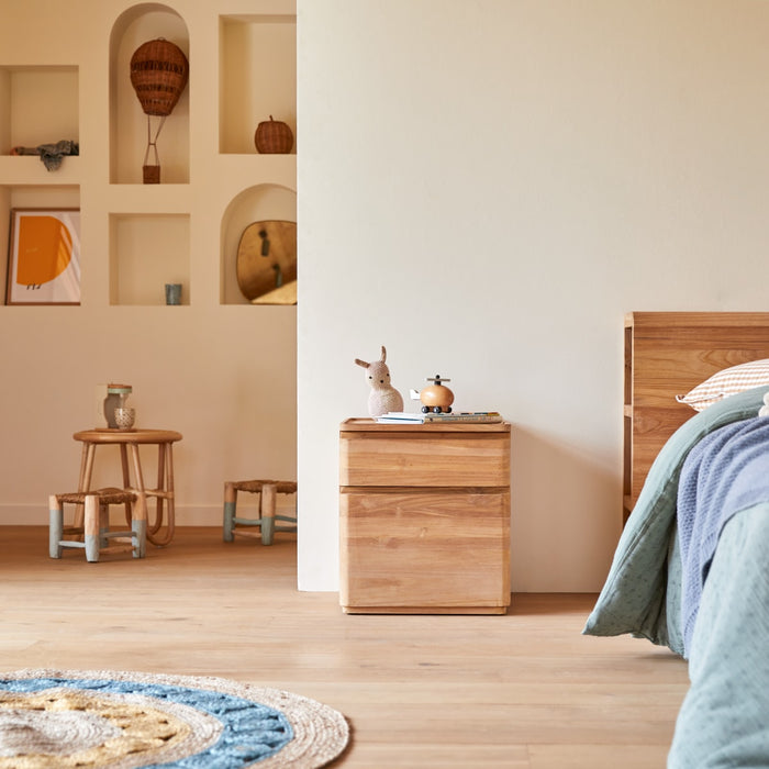 Tikamoon - Nino - Nachtkastje voor kinderen van massief teakhout