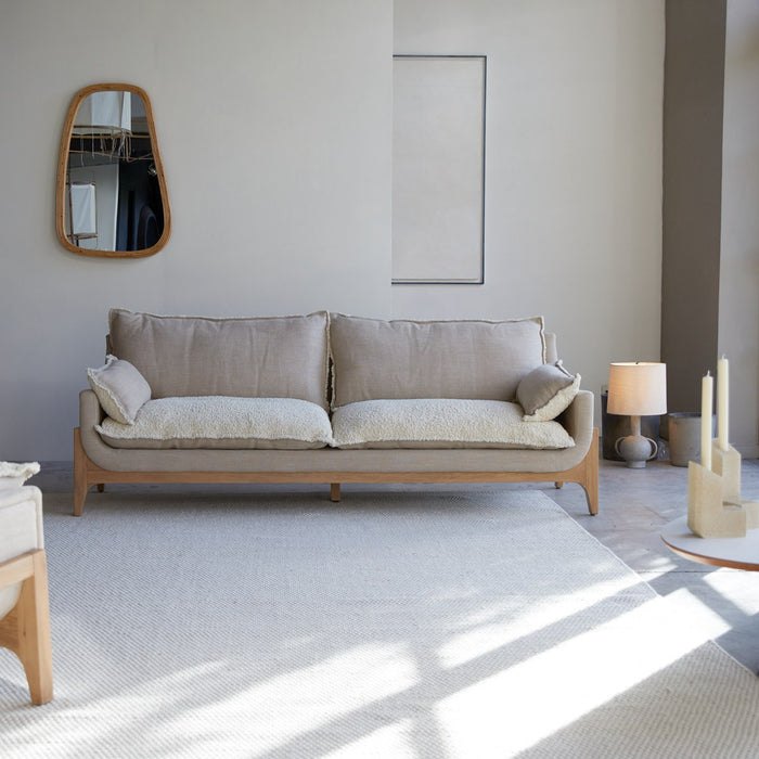 Tikamoon - Woodnest - Driezitsbank van massief eiken en linnen