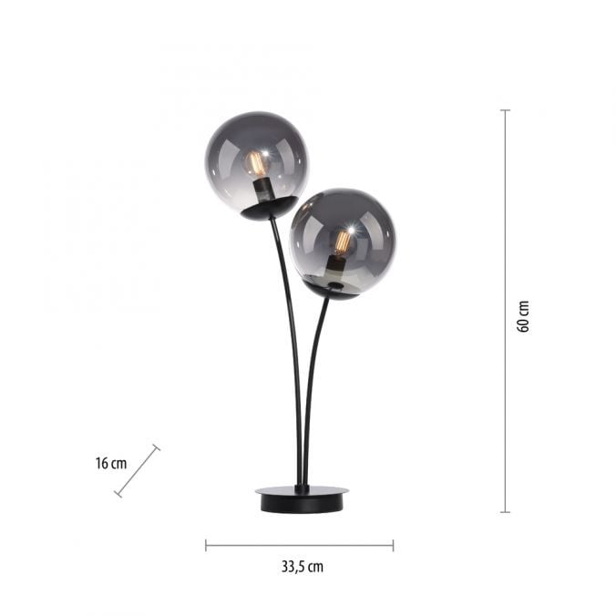 JUST LIGHT Tafellamp Big Widow Zwart 2 Lichts E14