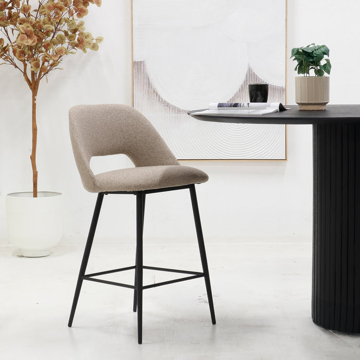 Giga Meubel - Barstoel Taupe - Stof - Barstoel Nissa - Set van 2