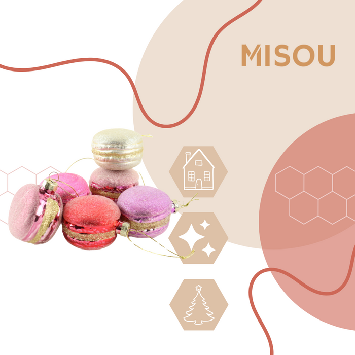 MISOU Kerstballen Kerst Ornament Set van 6 Macaron Ornamenten Woond...