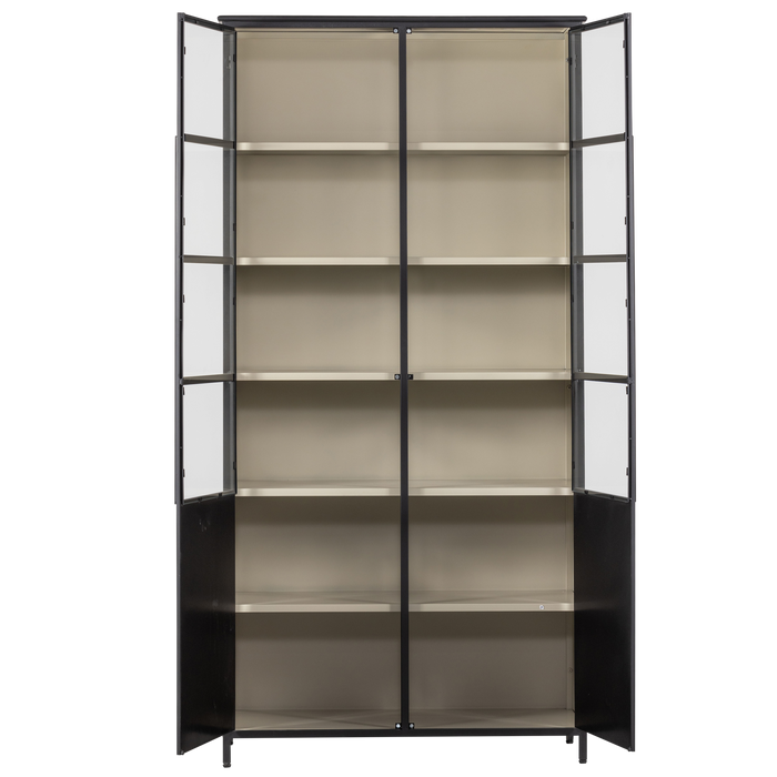 WOOOD 2-deurs vitrinekast XL Exhibit - Metaal - Zwart - 200x99x44 cm